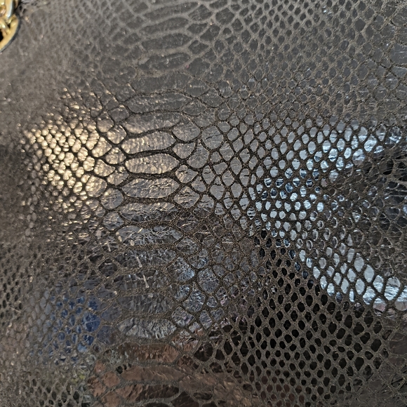 Michael Kors Black Snake Print Shoulder Bag Animal Print Designer Purse - Picture 2 of 15